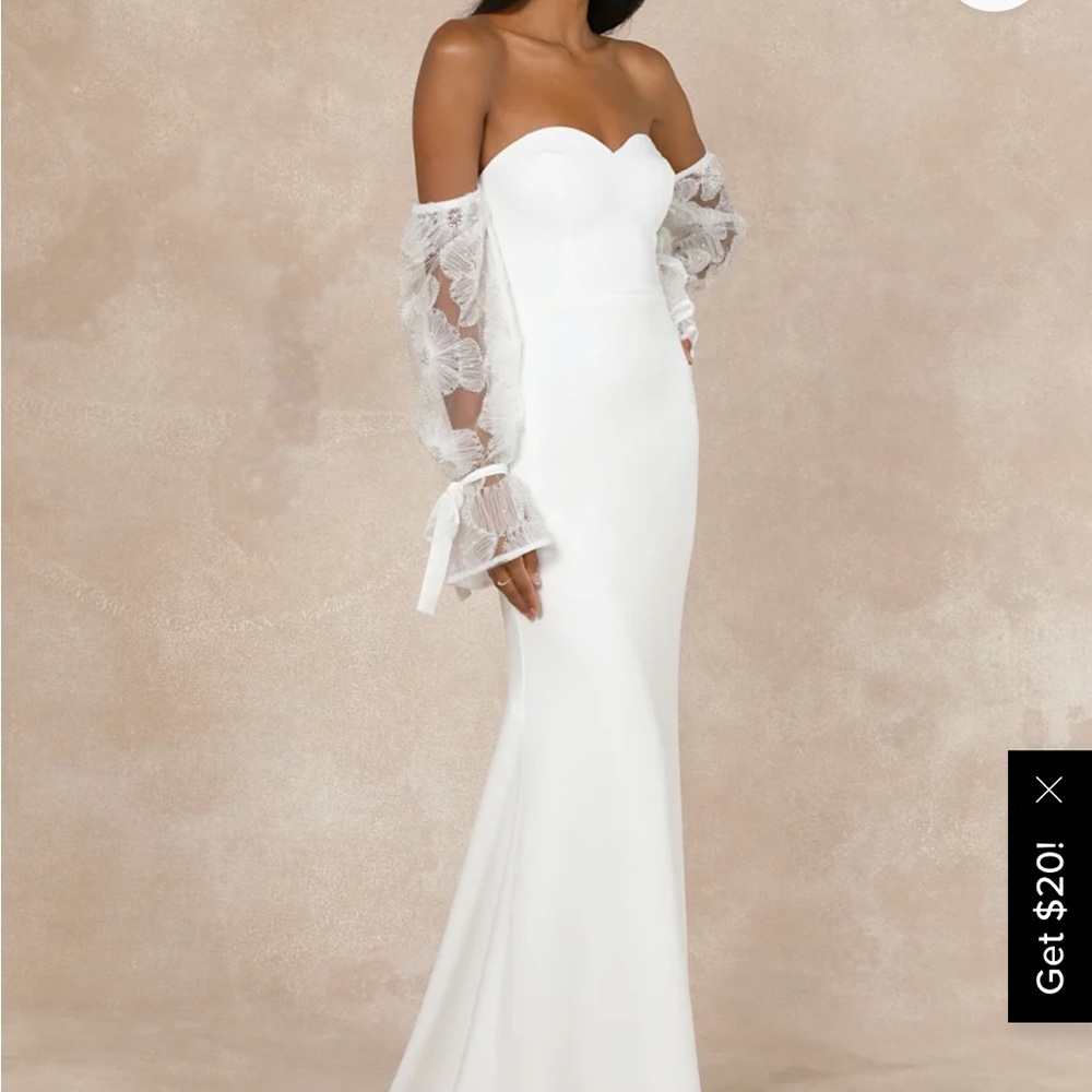 NWT Elegant White Off-Shoulder Wedding Dress - Picture 3 of 6
